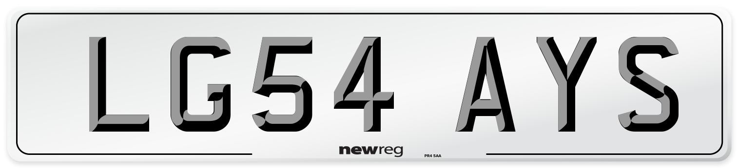 LG54 AYS Number Plate from New Reg